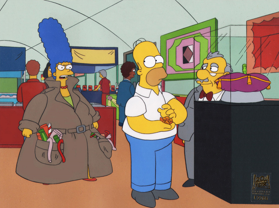 Simpson cels which were used in the filming of an episode. 